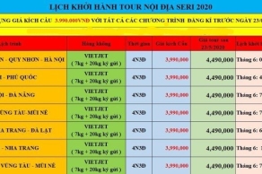 Lịch Khởi Hành Tour Nội Địa Seri 2020 - 4 Ngày 3 Đêm Gói Combo Kích Cầu Tuyệt Vời